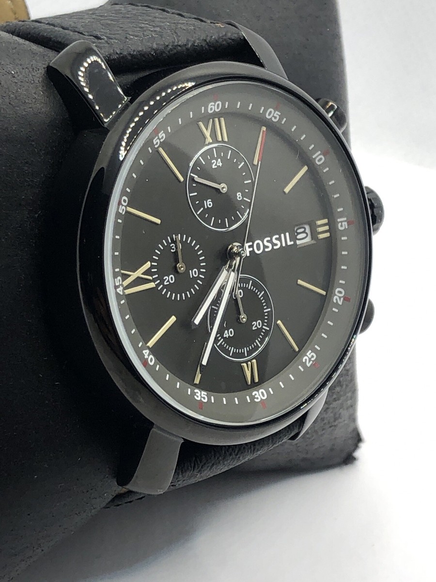 Fossil BQ1705 Unisex Black Leather Analog Black Dial Quartz Fossil BQ1705 Unisex Black Leather Analog Black Dial Quartz