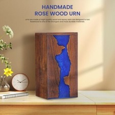 Wooden Epoxy Resin Rosewood Urn Box Cremation Urn for Human Ashes 7.5x7.5x14 IN