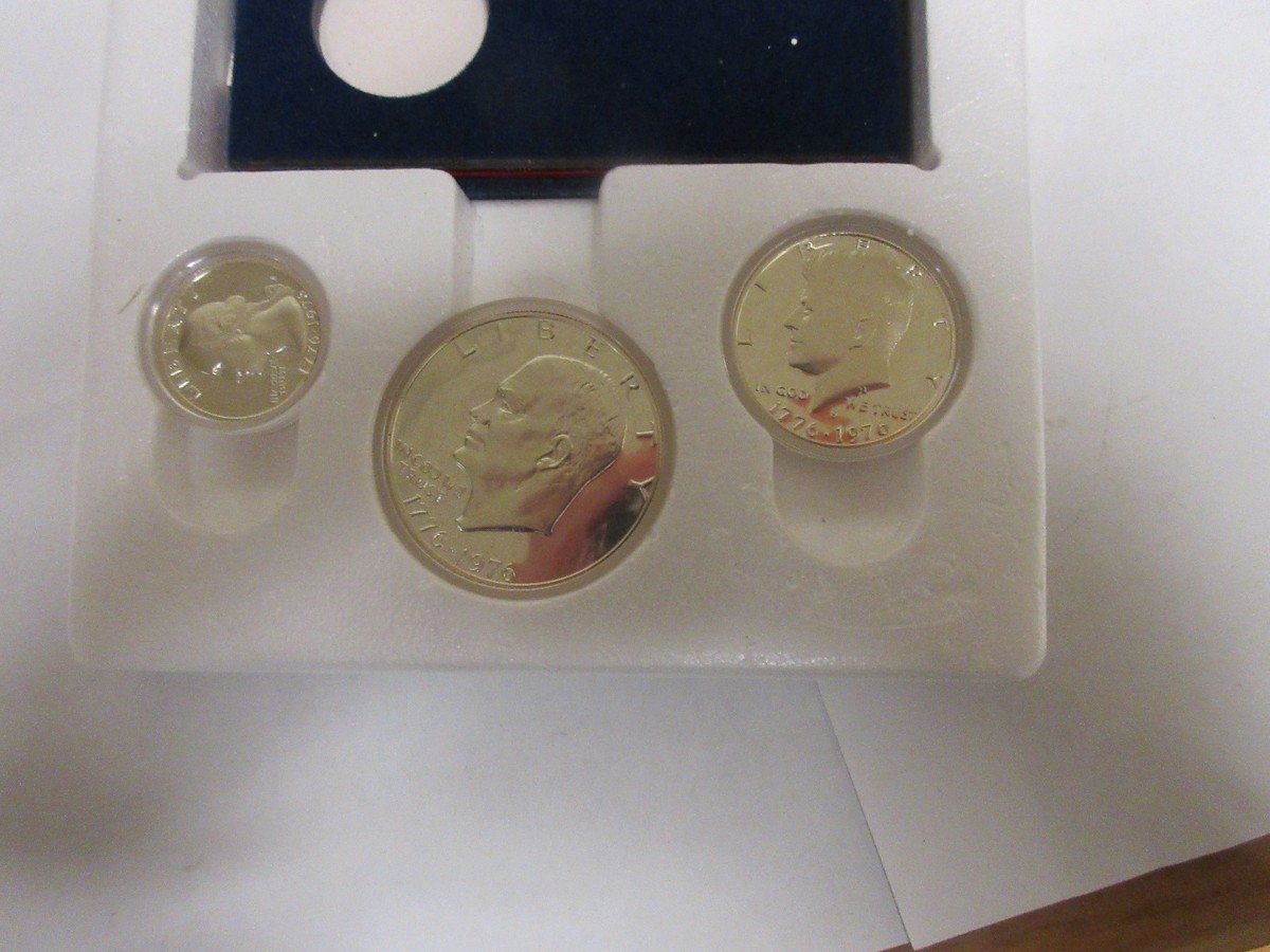 1776-1976 Bicentennial 40% Silver Proof 3 Coin Set Eisenhower