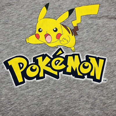 Pokemon Asia Character Pikachu Grey T-Shirt in Size : M