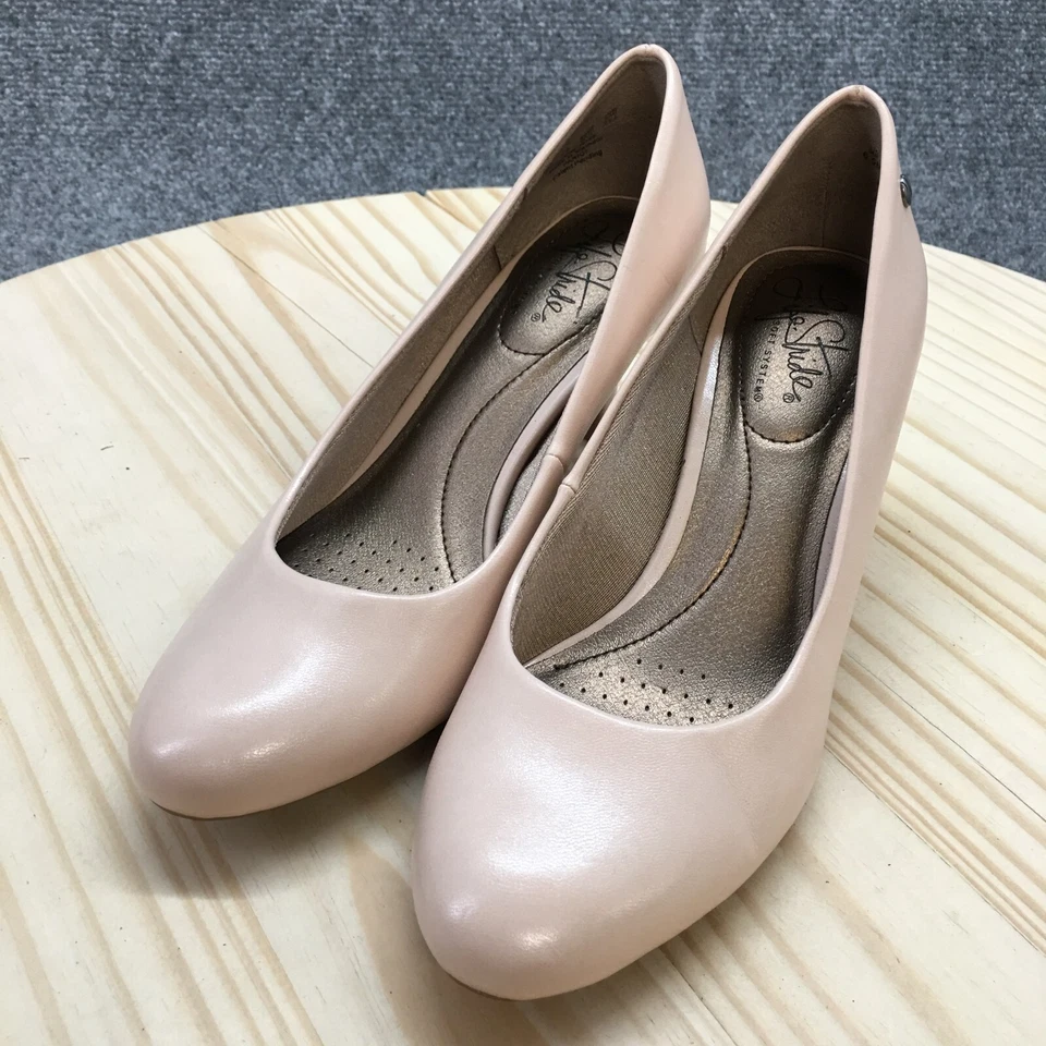 LifeStride 高跟鞋女式 6.5 M Parigi 高跟鞋休闲粉色人造皮革懒人鞋 — 第 3/4 张图片