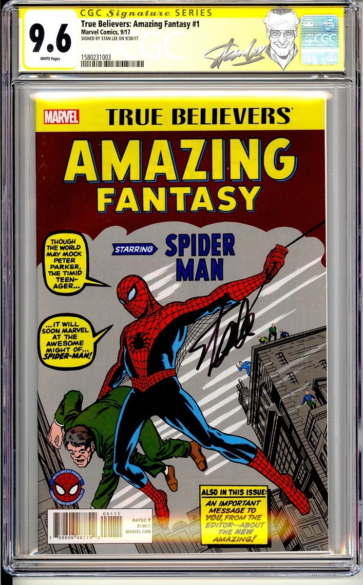 TRUE BELIEVERS AMAZING FANTASY #1 CGC SS 9.6 STAN LEE AMAZING