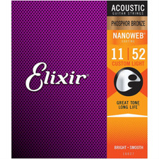 Elixir Strings Acoustic Phosphor Bronze with NANOWEB Coating Custom Light