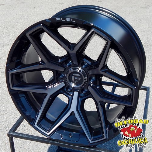 4/ 22x10" 6x5.5 Black Fuel Flux Wheels Rims Fits Ram 1500 Tundra Titan Silverado - Picture 2 of 6