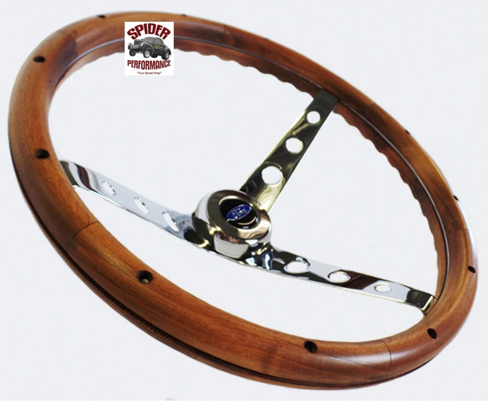 Volante de madera Bronco Ford Pickup Van 1970-77 azul ovalado 15" clásico nogal Foto 2 de 4