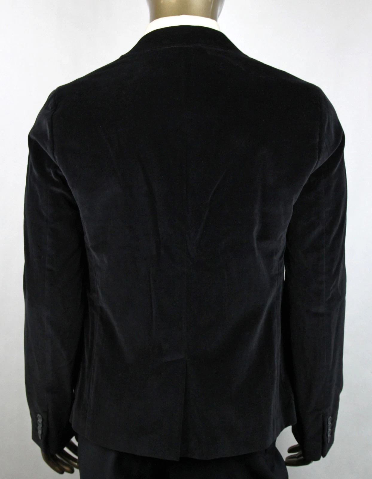 $2750 Gucci Giacca Formale Uomo Cotone Nero Tulfan Velluto 2 Bottoni 406547 1000