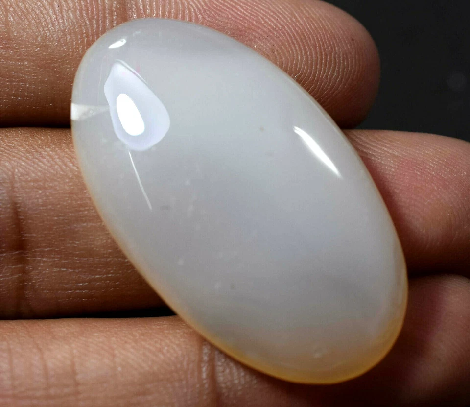 Hermoso cabujón de diseñador de ágata blanca natural de 60,52 quilates AAA+ piedras preciosas de calidad Foto 2 de 4