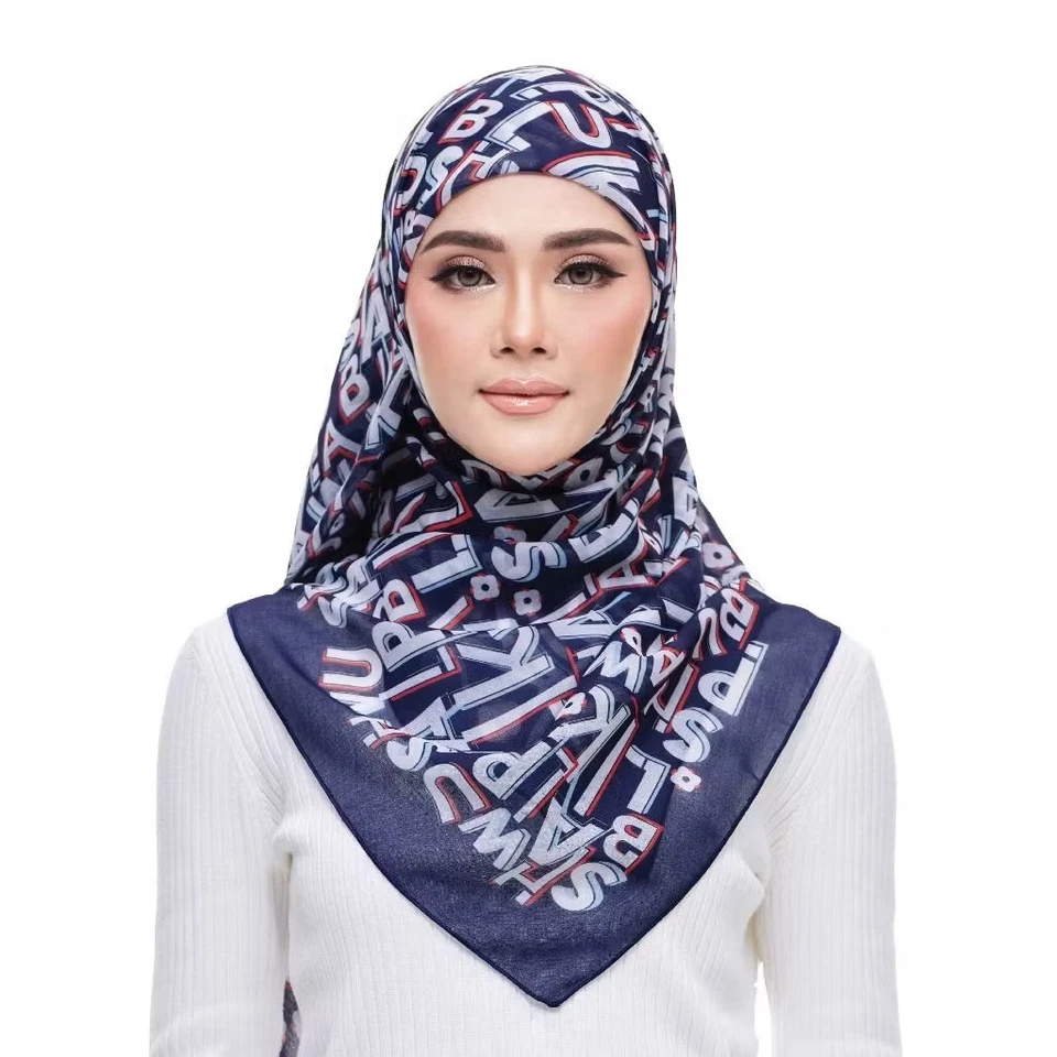 Printed Square Headscarf Shawlpublika Tudung Bawal Malaysia - Image 4 of 4