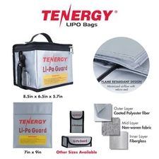 Tenergy Fire Retardant Lipo Battery Charging Bags - Size Options Available