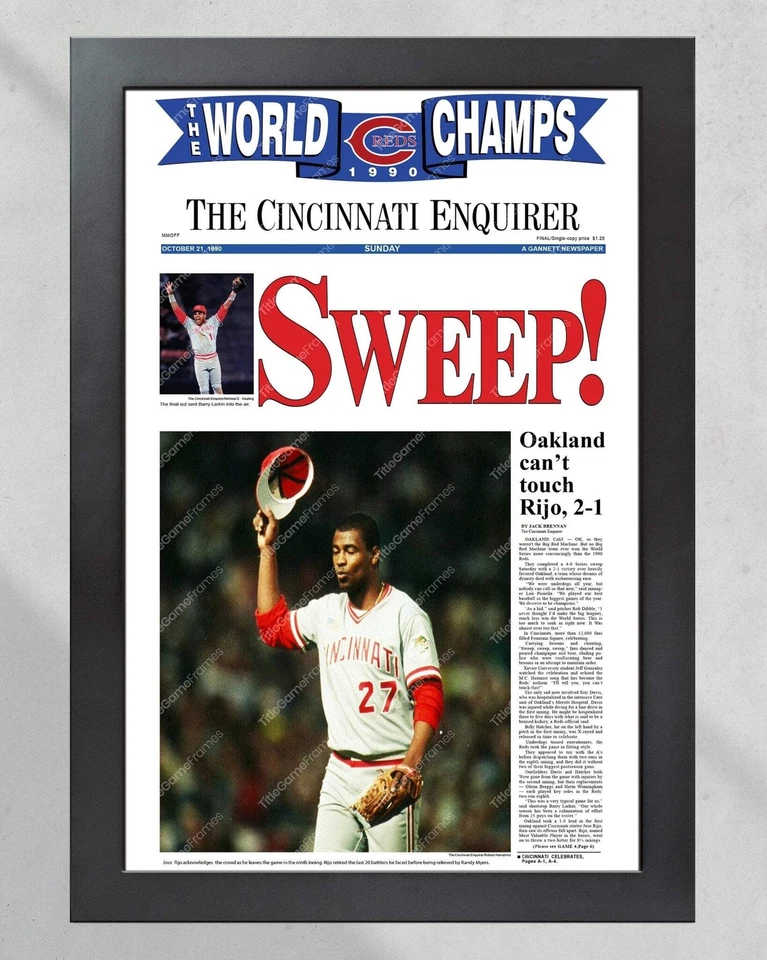 1990 Cincinnati Reds World Series Champions Framed Front Page Newspaper Print - Image 2 of 4