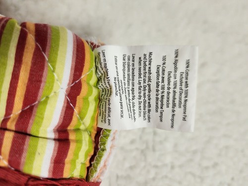 Pair Fiesta Silicone Grip Potholders Oven Mitts See Pics Orang Red Green Stripe - Picture 4 of 6