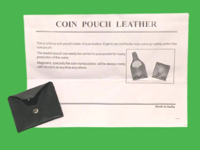 COIN LEATHER POUCH Magic Trick Utility Money Holder Prop Pocket Snap Wallet NEW 