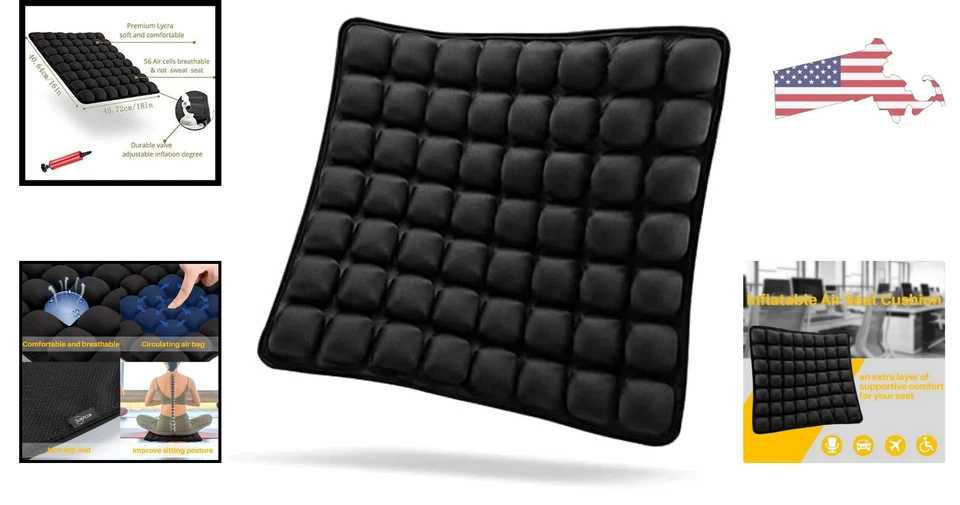 Silla ergonómica con cojín de aire - Ortopédica alivio del dolor - 18x16x1 - 1 unidad Foto 2 de 4