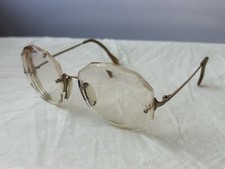 VTG Retro 50s 60s Metzler Germany Gold Framed Cut Glass Eyeglasses Frames