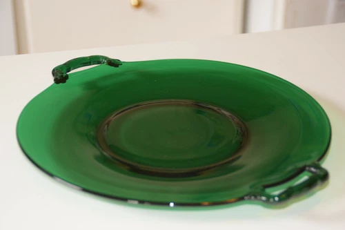 Depression Glass Canapes Tray Forest Green Anchor Hocking Glass Co.