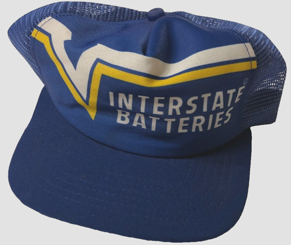 Interstate Batteries Blue Mesh Trucker USA Vintage Snapback Hat Cap One Size-image