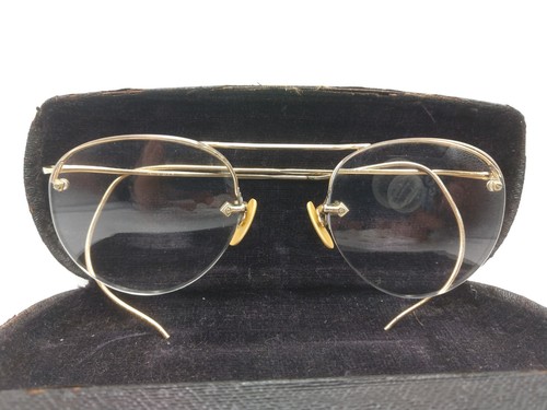 ANTIQUE! American Optical 22 [] 45 115 Rimway Ful-Vue Eyeglass FRAMES Gold VTG - Picture 1 of 10