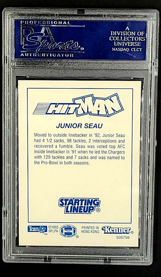 1993 Kenner Starting Lineup Junior Seau Action SLU HOF PSA 9 Mint *Only 4 Higher - Image 2 of 4