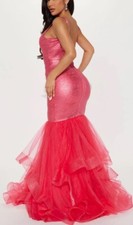 Fashion Nova Prom Dress Pink Bandage /Tulle Mermaid Party Ball Gown Sz M