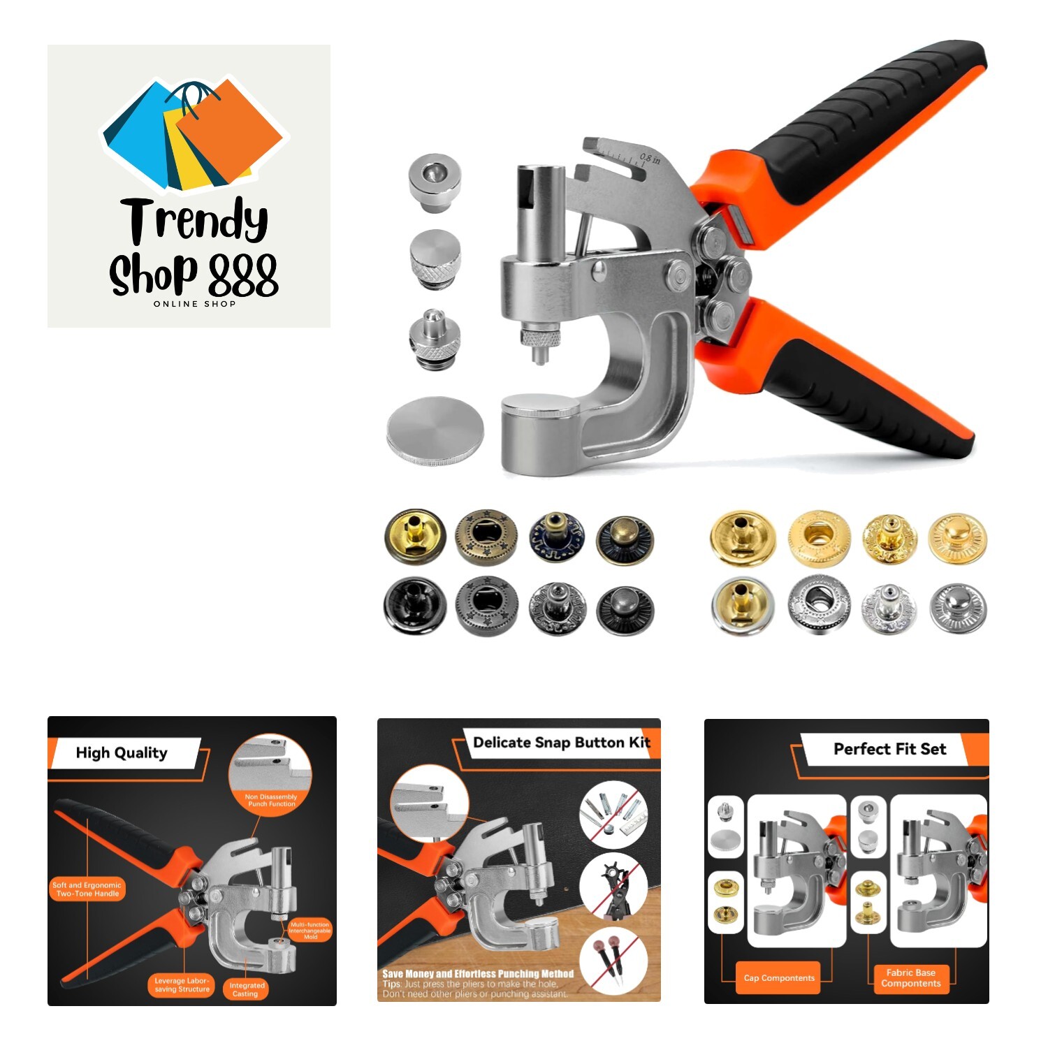 Leather Snaps Fastener Kit, 17mm Leather Snaps and Heavy Duty Snap Button Kit...