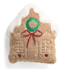 MARTHA STEWART 13x18 Teddy Gingerbread House Shaped Pillow NEW IN BAG W/ TAG 