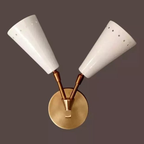 Mid Century Modern Brass Clement Antique Wall Sconces Wall Fixture Lamps - Picture 3 of 8