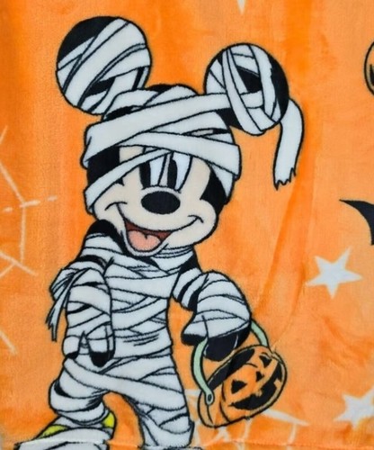 Disney Mickey Minnie Mouse Halloween Throw Blanket 50”x70” Orange Mummies NEW - Picture 3 of 5