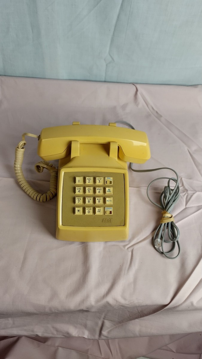 Vintage AT&T Desk Top Push Button Phone 100 Series Beige With