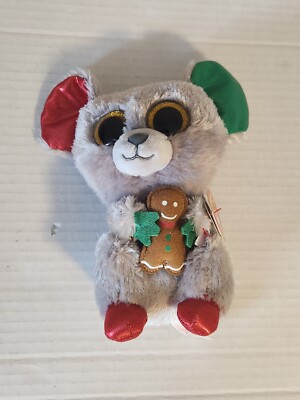 2016 MAC Grey Christmas MOUSE with Gingerbread Man Ty