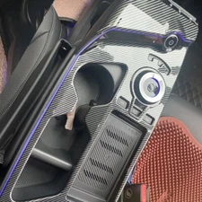 For Kia EV6 2022-2024 Carbon Fiber ABS Gear Shift Panel Water Cup Holder Trim