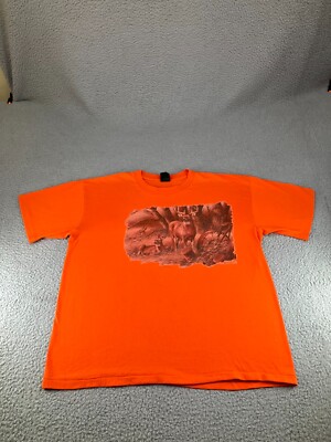 Vintage Hunting Shirt Mens Large Orange 90s USA Single Stitch Deer Platinum Plus