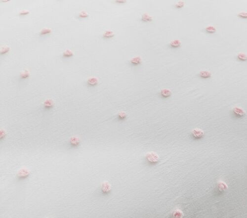 NEW Pottery Barn Kids Tufted Dot Full/Queen Duvet Cover & Shams, White/Pink - Picture 2 of 4