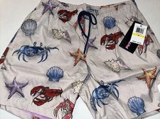 Men's Size Medium Swim Trunks Board Pool Shorts Khaki Tan Crab Psycho Tuna