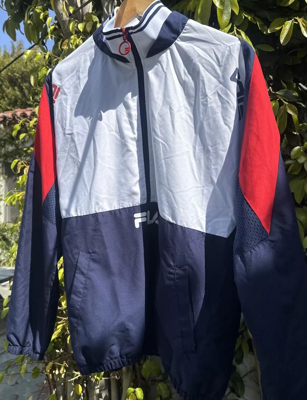 Giacca a vento pullover VINTAGE Fila Y2K tripla stampa 1 4 zip taglia media