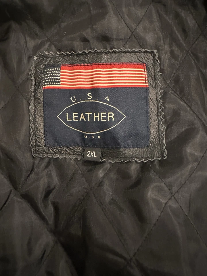 Chaqueta de cuero negra de EE. UU. AZUL MARINO talla 2XL azul marino de Estados Unidos Foto 4 de 4