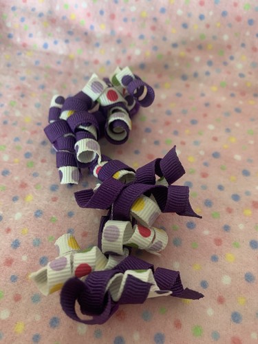 Fabric Bows Hair Clip Barrettes Pairs Lot of 15 Curly Vintage 1990's Ribbons - Picture 3 of 8