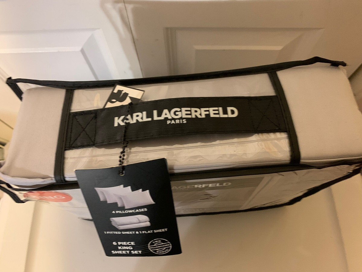 New Karl Lagerfeld Paris Piece King Sheet Set Light Gray