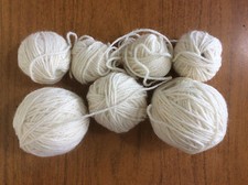 Vintage Yarn, Knitting Balls 1960s 1970s, Ivory White, 100% Pure Wool? 194g