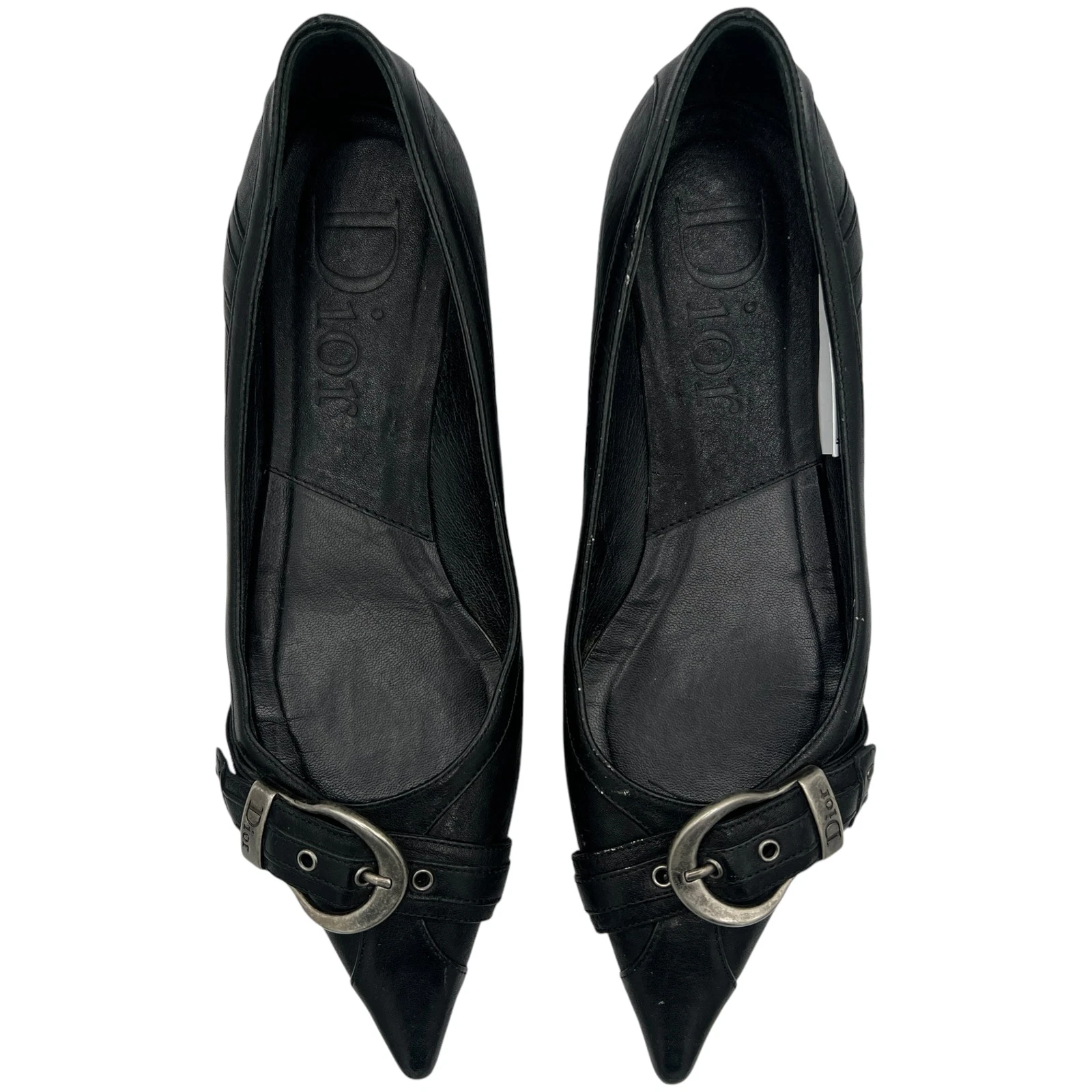 Chaussures plates Christian Dior Gaucho noires bout pointu