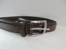 Mens Sportoli Plus Size 58 Brown Genuine Leather Belt 1 1/8" with Silver Buckle