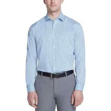 Van Heusen Men's Cotton Check Stretch Button-Up Shirt, Blue, M