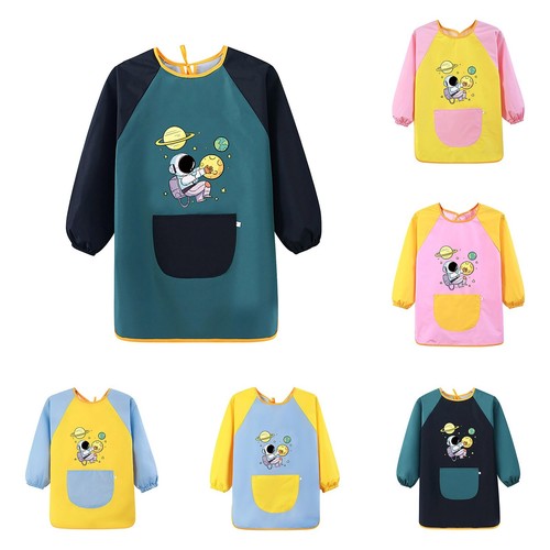 Children Kid Art Smocks Waterproof Artist Painting Aprons with Long Sleeve 3-10Y