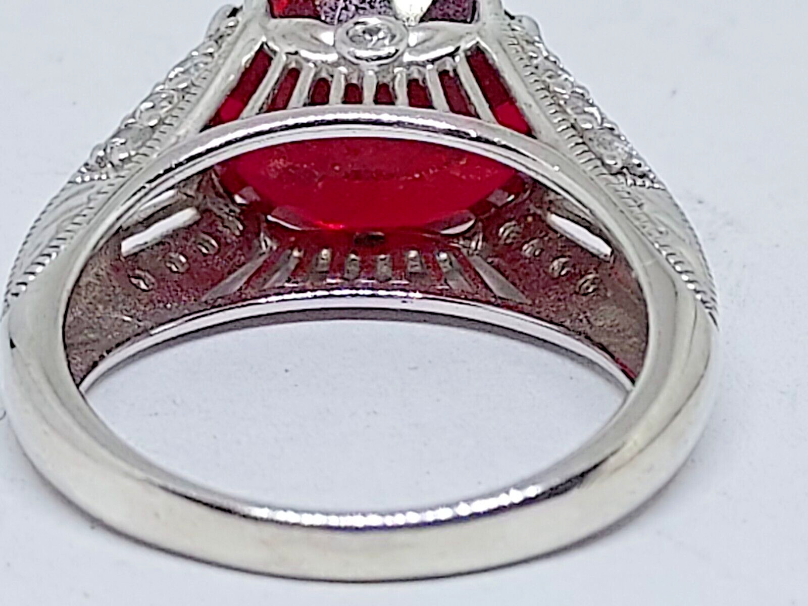 Sterling Silver Oval Lab Created Ruby & Cubic Zir… - image 3