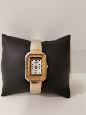 Ladies' Kessaris Picture Frame Gold-Colored Watch w/MOP Dial, New Battery