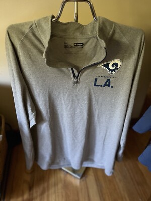 NFL Combine Authentic LA Rams Under Armour Loose Heartgear Gray 1/4 zip Shirt L