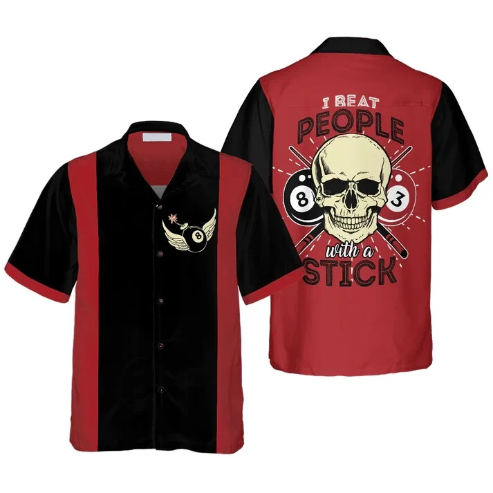 8 Ball Billiard I Beat People With A Stick Hawaiian shirt
