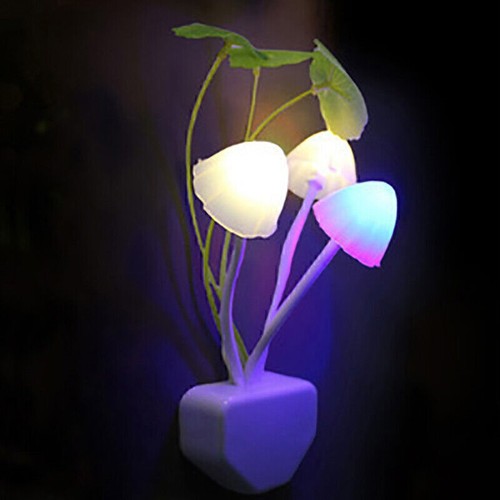 Romantic Colorful Bulb LED Mushroom Sensor Night Light US EU Plug Wall Lamp - Picture 7 of 12