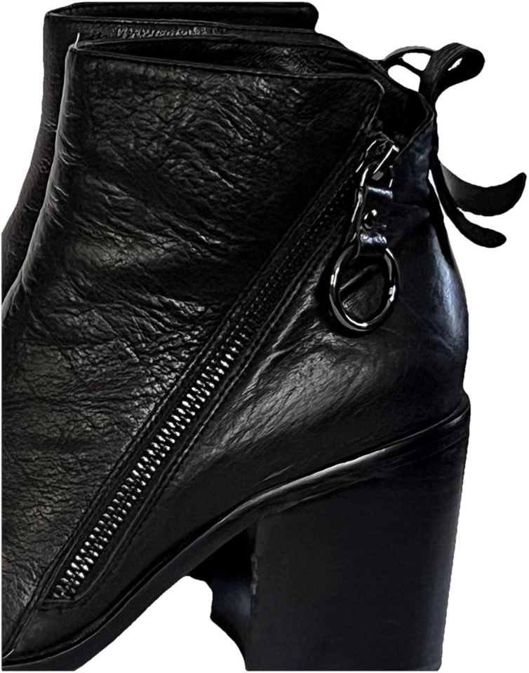 Botines Silent D Dania Anthropologie Angle Cremallera Cuero Negro Talla 38 EE. UU. 7 7,5 Foto 4 de 4