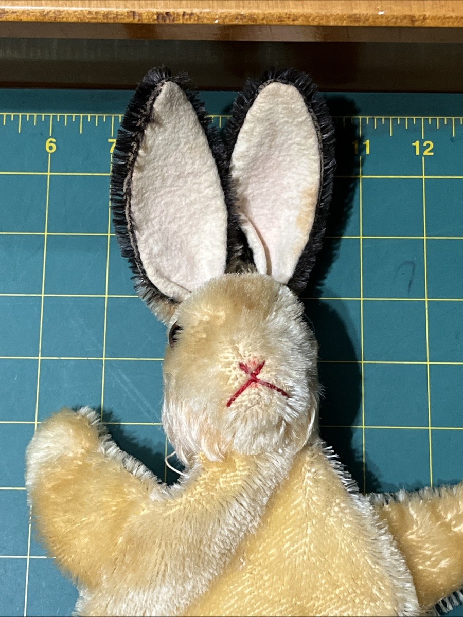 Vtg Steiff Mohair Bunny Rabbit Hand Puppet 1950s Germany NO Tags