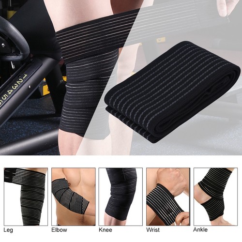 Black High Elasticity Calf Thigh Support Knee Brace Compression Wrap FA - Bild 6 von 9